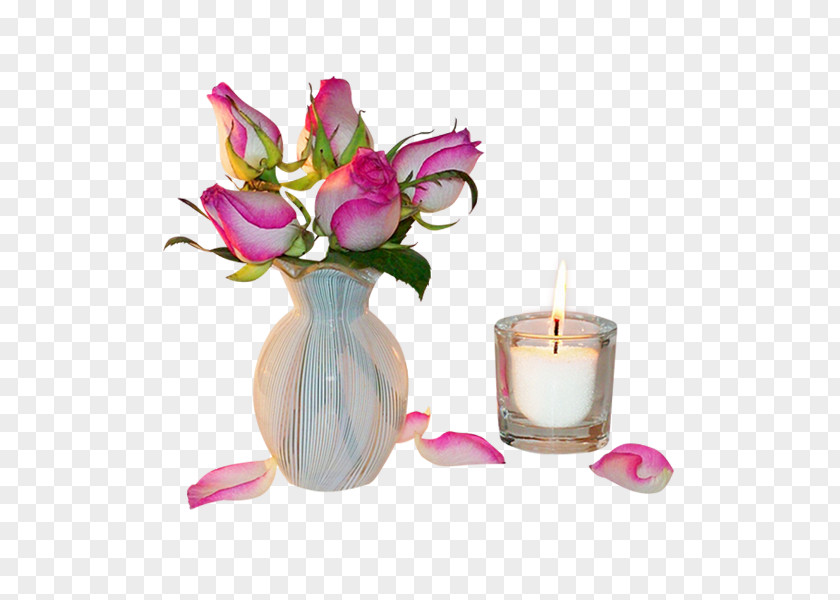 Flowers In Vase Flower Candle PNG