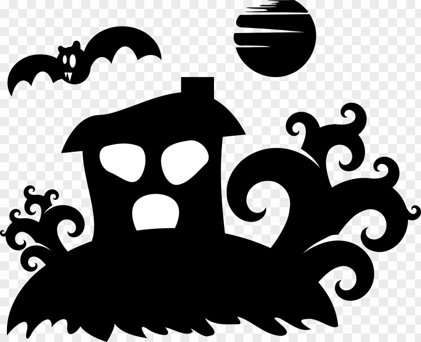 Halloween Silhouette Haunted House Clip Art PNG