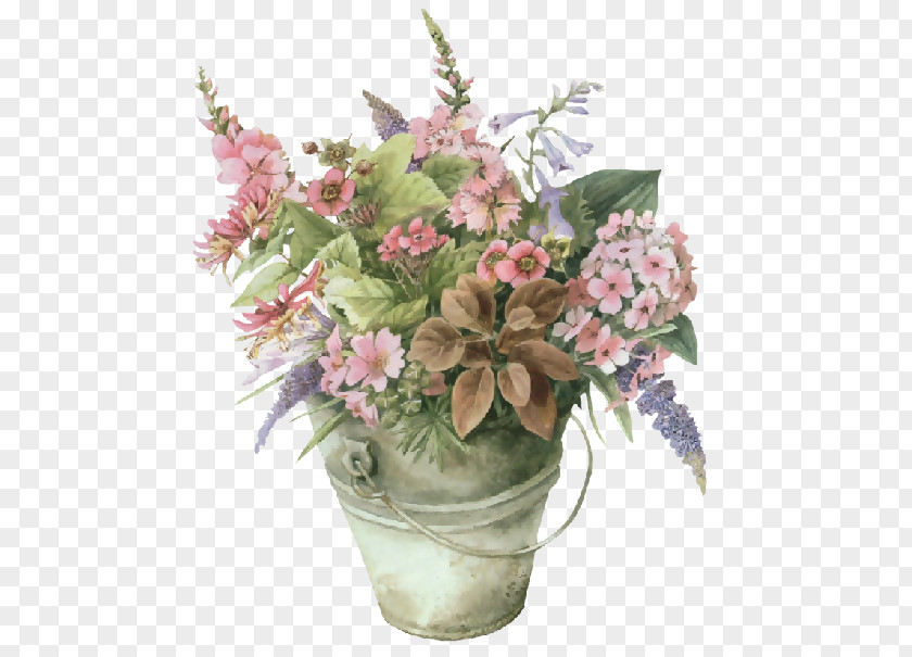 Ink Pot Floral Design Watercolor Painting Artist PNG