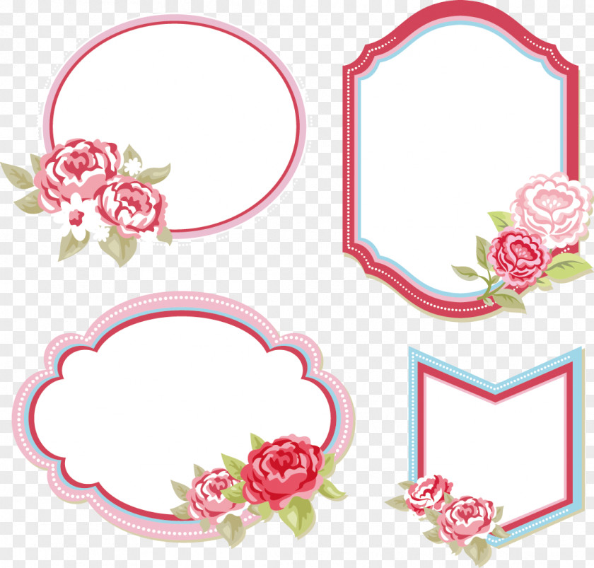 Hand-painted Flowers Vector Decorative Borders Picture Frame Flower Arts Clip Art PNG
