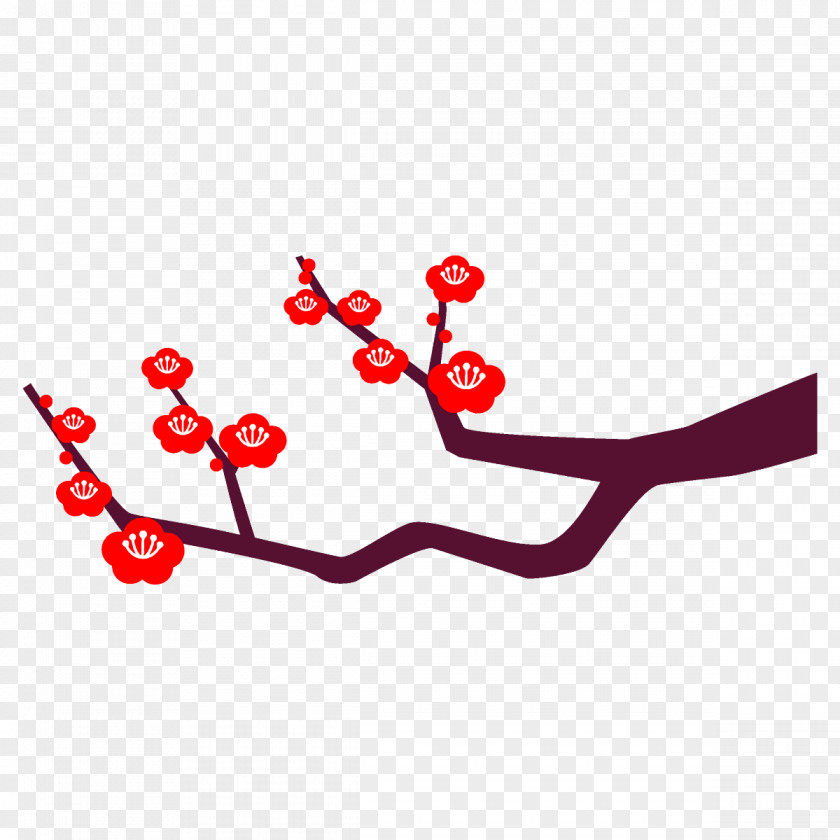 Plum Branch Winter Flower PNG