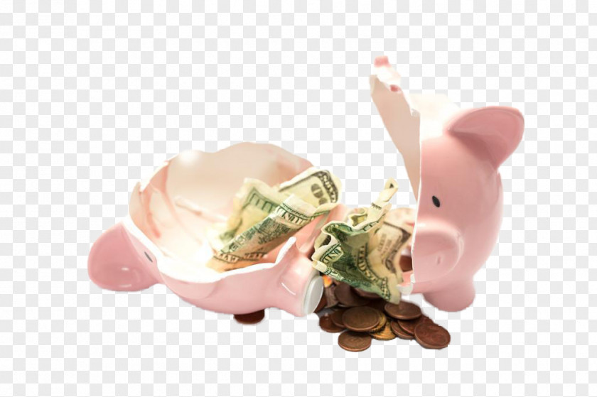 Breaking Open The Piggy Bank Money Saving Finance PNG