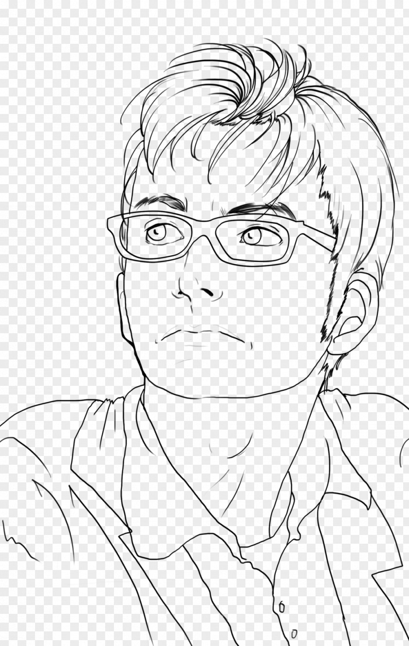 David Tennant Tenth Doctor Line Art Drawing TARDIS PNG