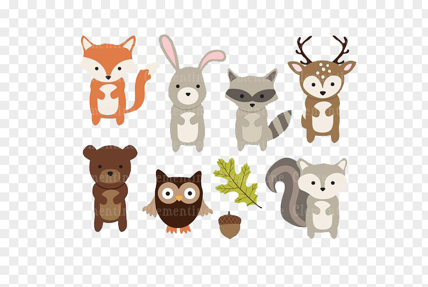 Deer, Bear And Owl Leaves Paper Woodland Animal Clip Art PNG