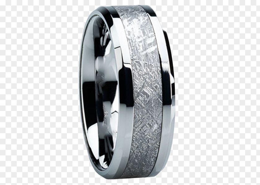 Meteorite Wedding Ring Tungsten Carbide Inlay PNG
