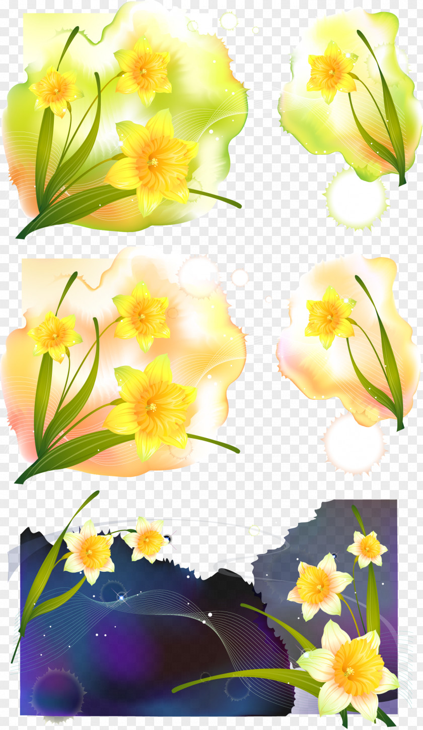 Vector Yellow Flowers PNG