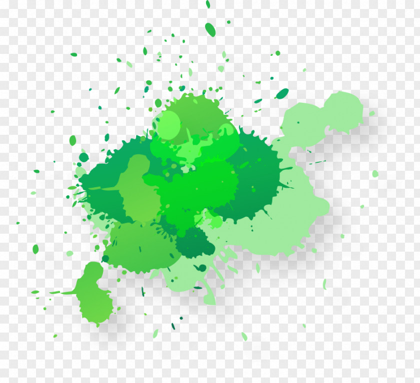 Green Watercolor Ink Droplets Offset Printing Paper PNG