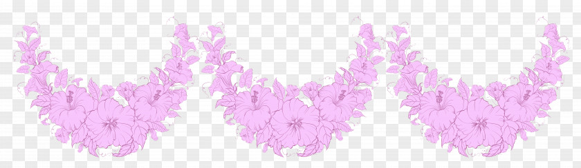 Pink Flowers Decoration Line Art Clip PNG