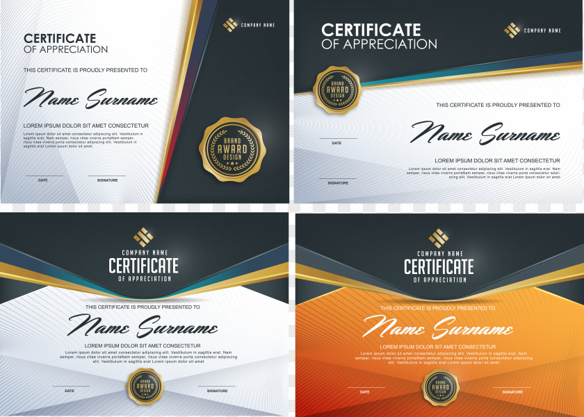Vector Beautifully Certificate Template Graphic Design PNG