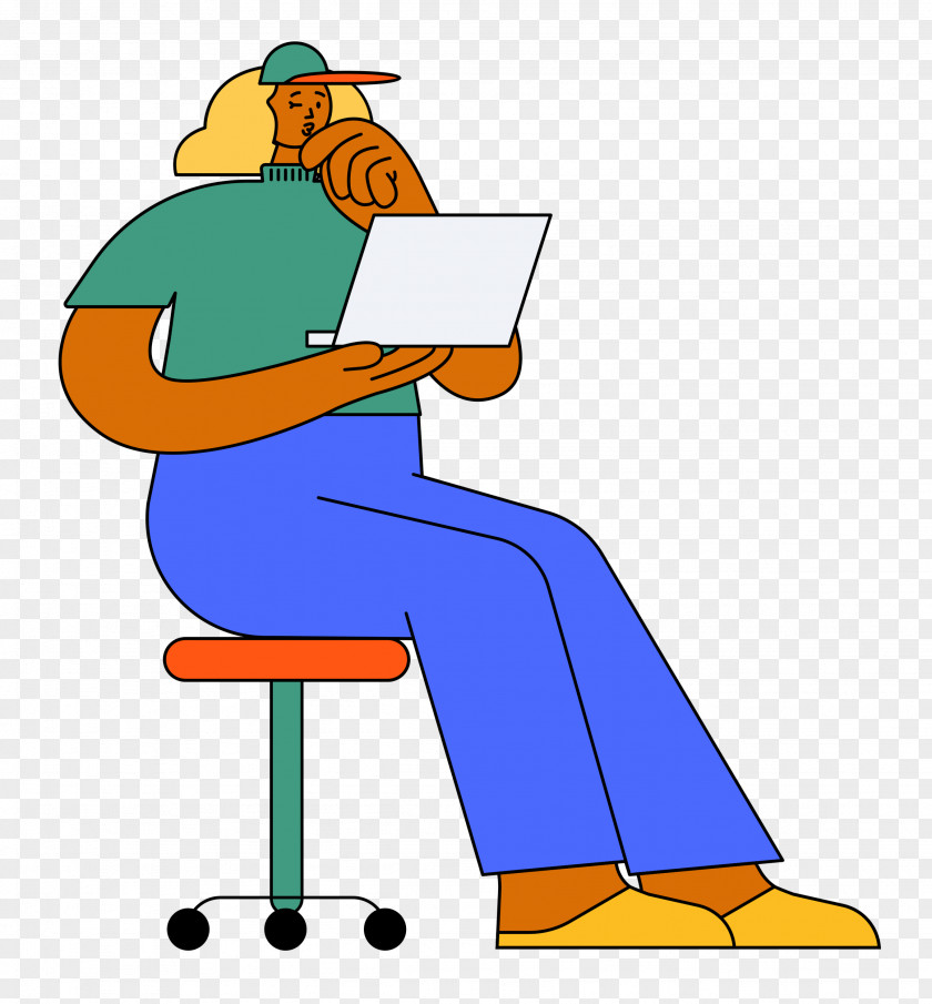 Sitting Cartoon Chair Line Meter PNG