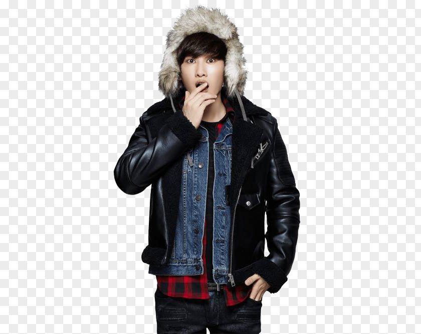 Super Junior Leather Jacket Junior-D&E Fur Clothing PNG