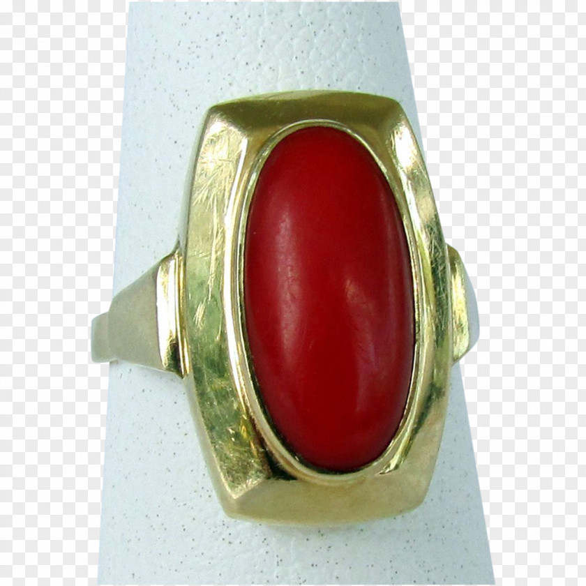 Ring Size Gemstone Red Coral Gold PNG