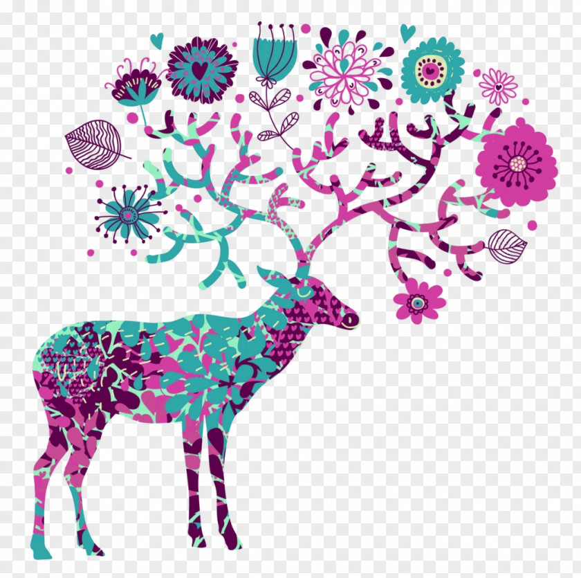 Vector Abstract Creative Reindeer Elk PNG