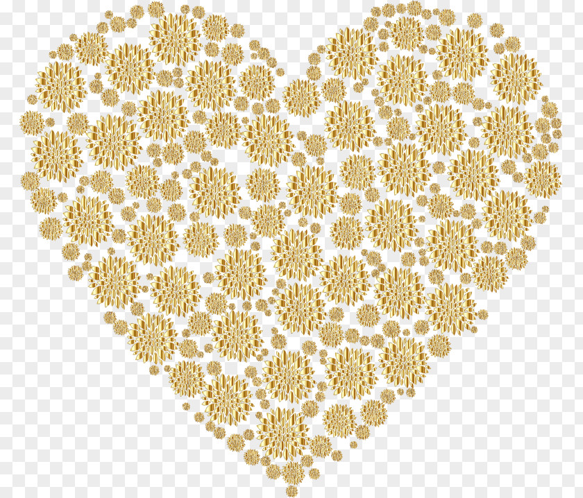 Gold Heart Petal Flower Clip Art PNG