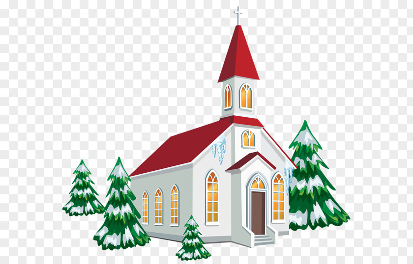Painted Snow House Church Service Christmas Chapel Clip Art PNG