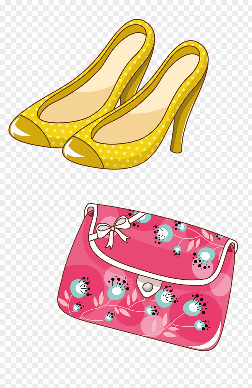 Women Clothing Cartoons Shoe Drawing Handbag High-heeled Footwear PNG