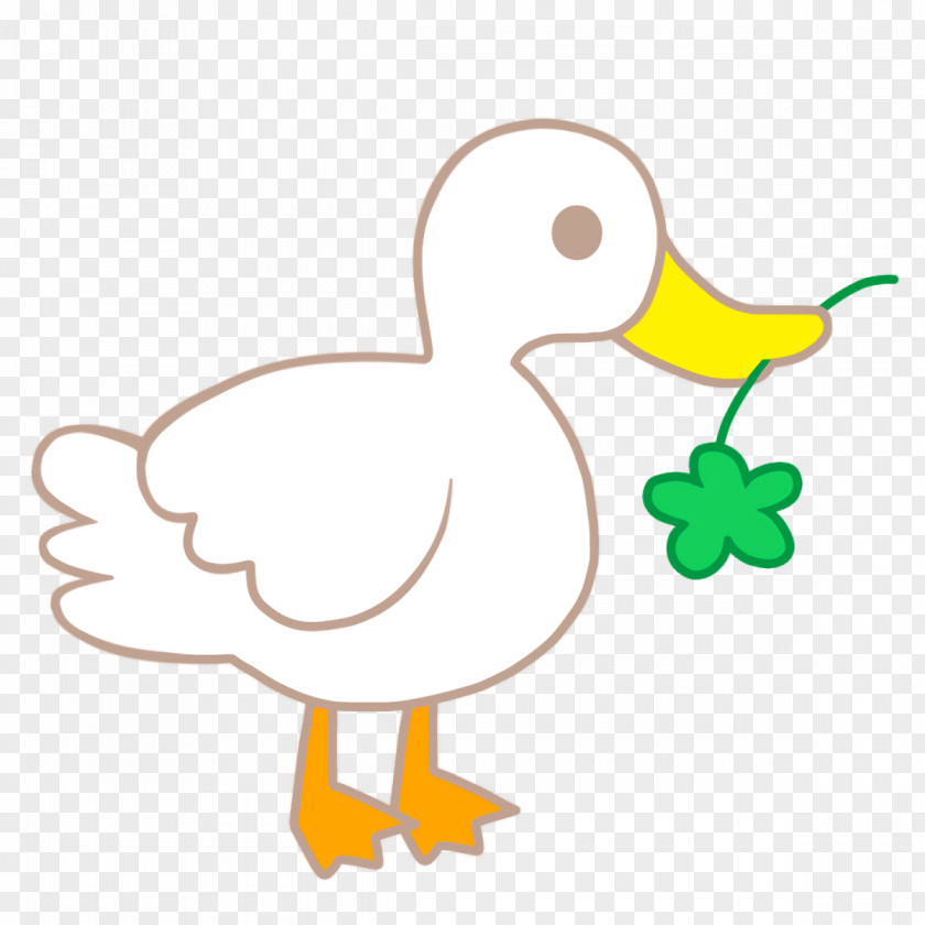 Duck Line Art Cartoon Yellow Beak PNG