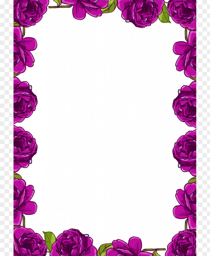 Free Document Borders And Frames Flower Rose Clip Art PNG