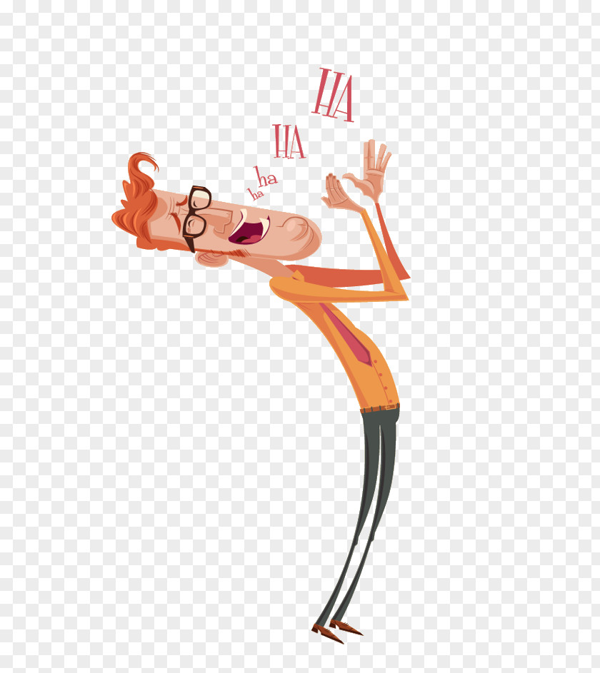 Doubled Up Laughing Man Cartoon Animation Illustration PNG