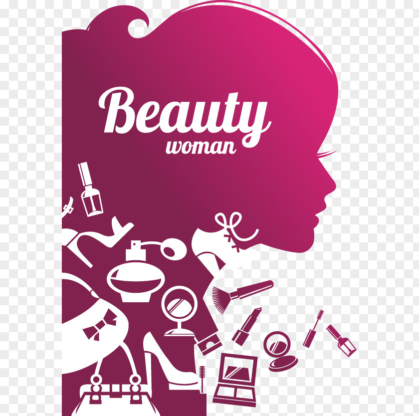 Purple Beauty Silhouette Effect Cosmetics Parlour Wall Decal Mural Sticker PNG