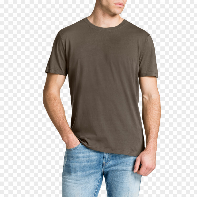 T-shirt Printed Sleeve Crew Neck Pocket PNG
