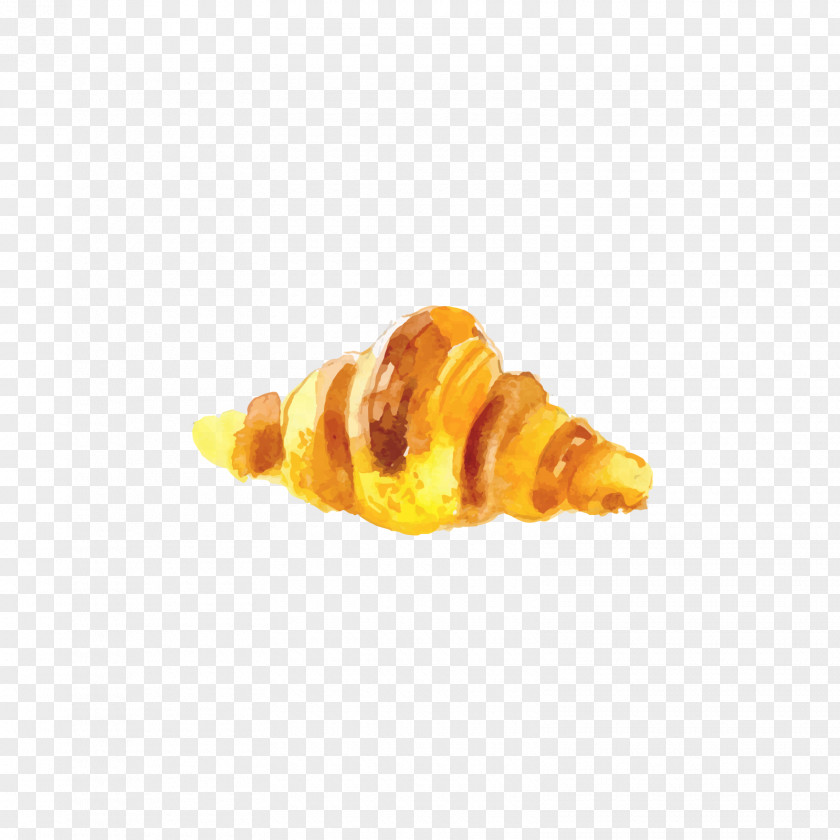 Yellow Croissant Breakfast Bread Watercolor Painting PNG