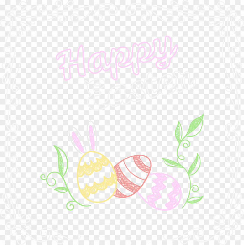 Easter Bunny With Eggs Petal Pattern PNG