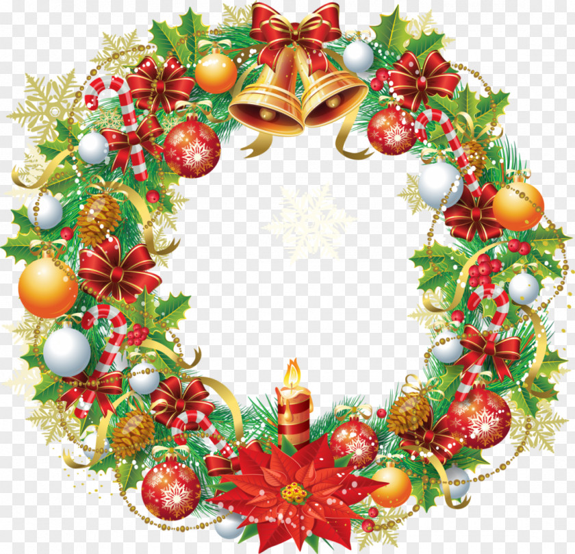 Garland Frame Santa Claus Christmas Wreath PNG