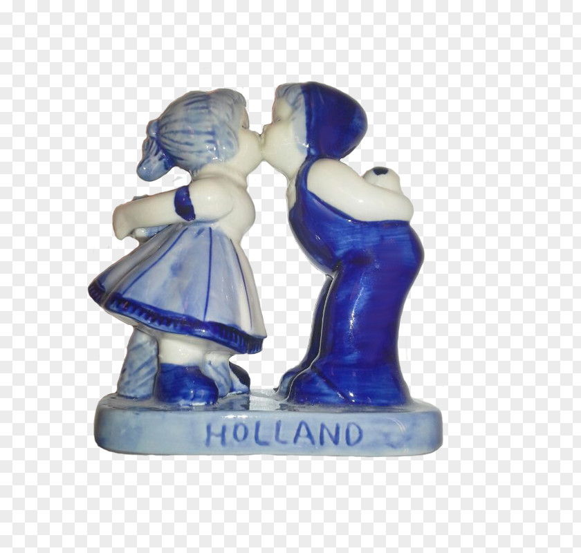 Kiss Couple Delftware Figurine The Hague Souvenir PNG