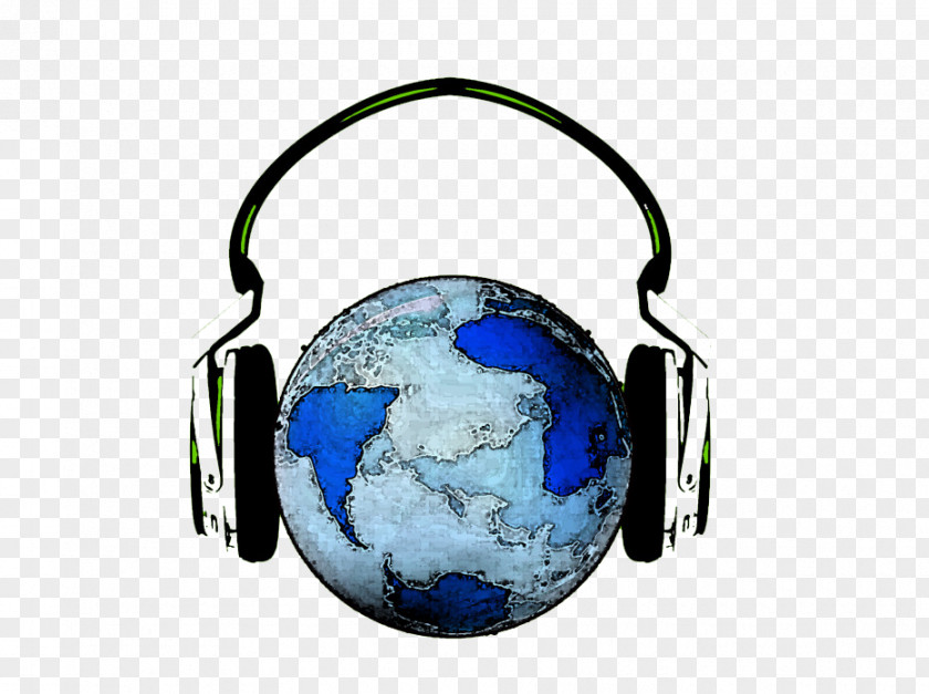 Earth Wearing Headphones Image PNG