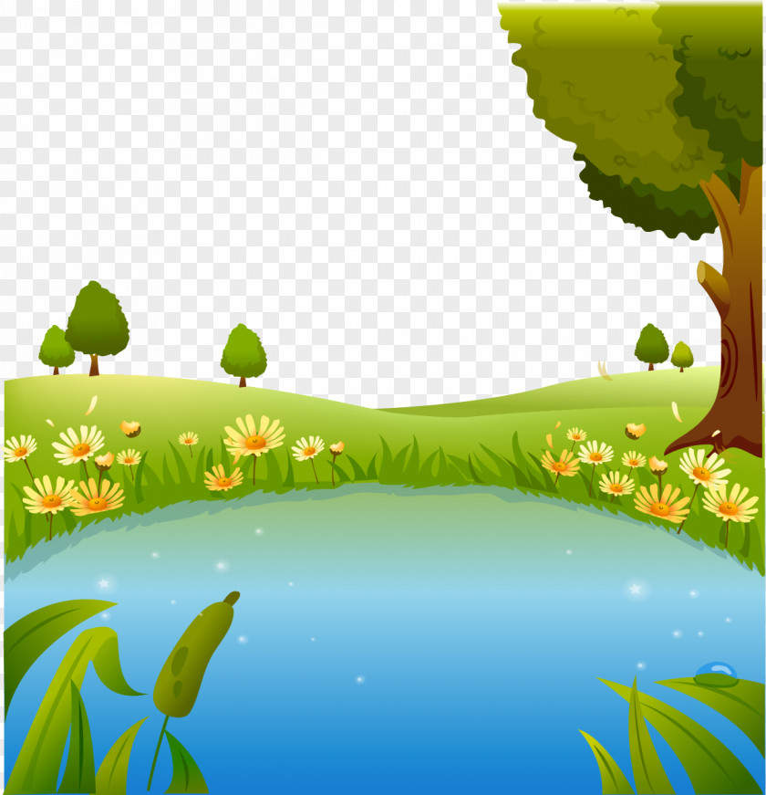 Vector Painted Lake Download Illustration PNG