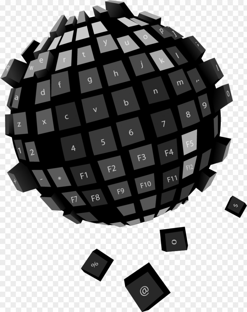 Vector Painted Keyboard Ball Computer PNG