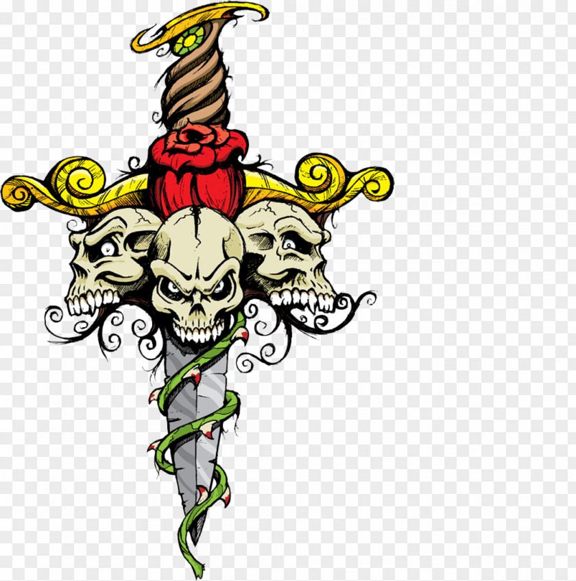 Skull And Sword T-shirt Illustration PNG