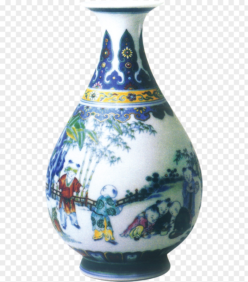 Vase Qing Dynasty Blue And White Pottery Jingdezhen Porcelain PNG