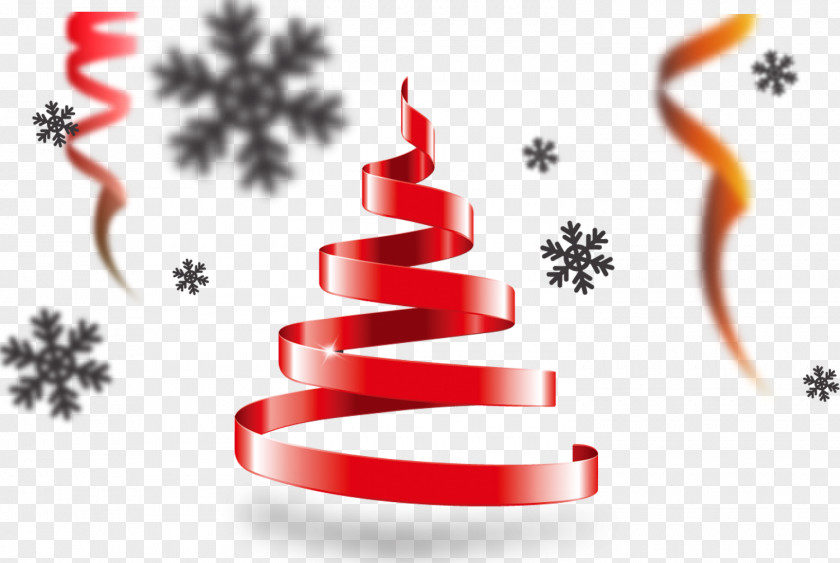 Christmas Tree Red Lines Spiral Ribbon PNG