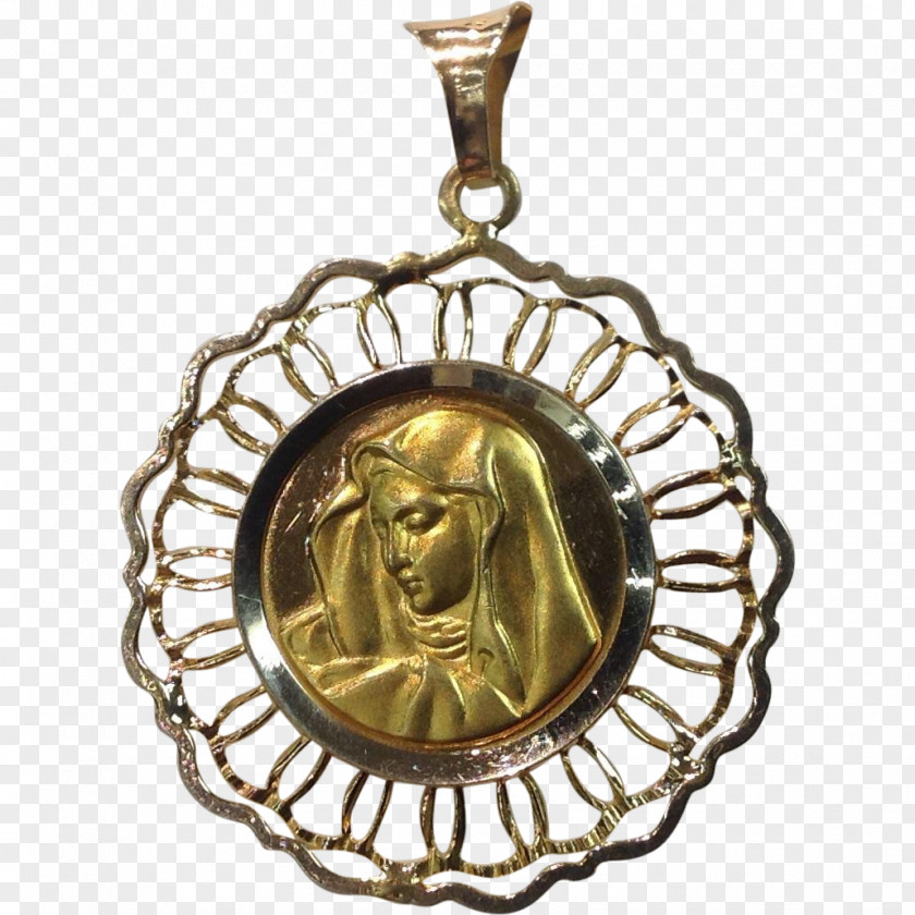 Medal Locket Virgin Mary (Intro) Gold Charms & Pendants PNG