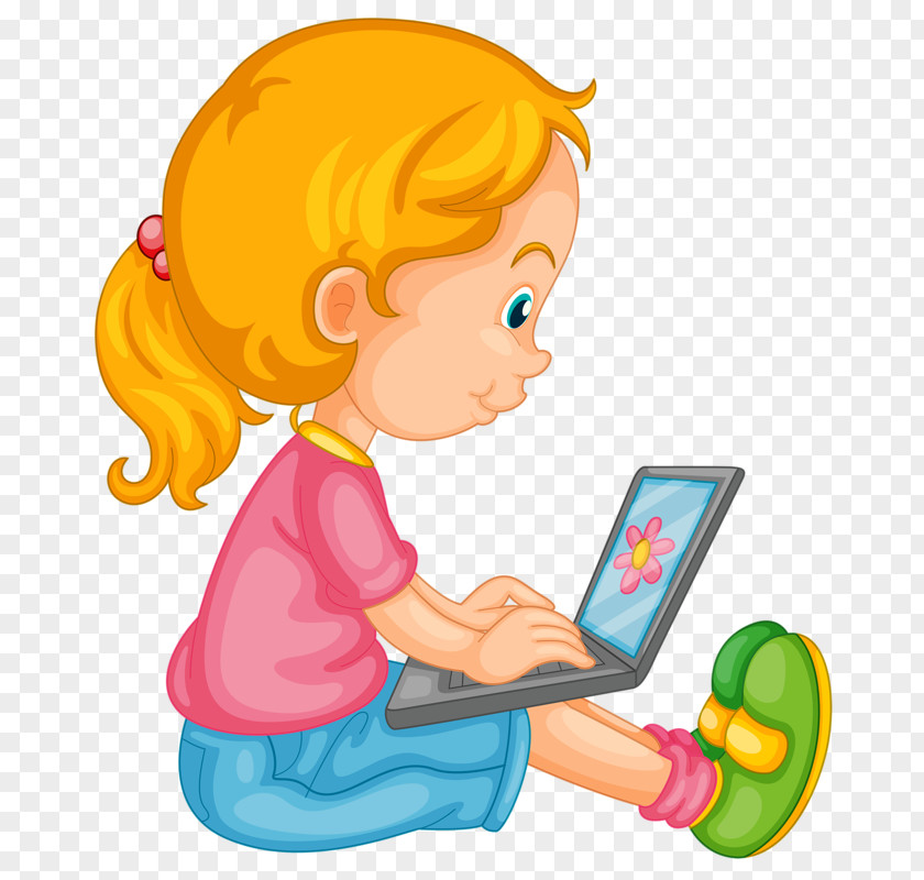 Girls Play Computer Laptop Royalty-free Clip Art PNG