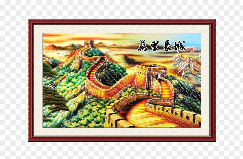 Golden Great Wall Oil Painting Of China Tibetan Buddhist Paintings PNG