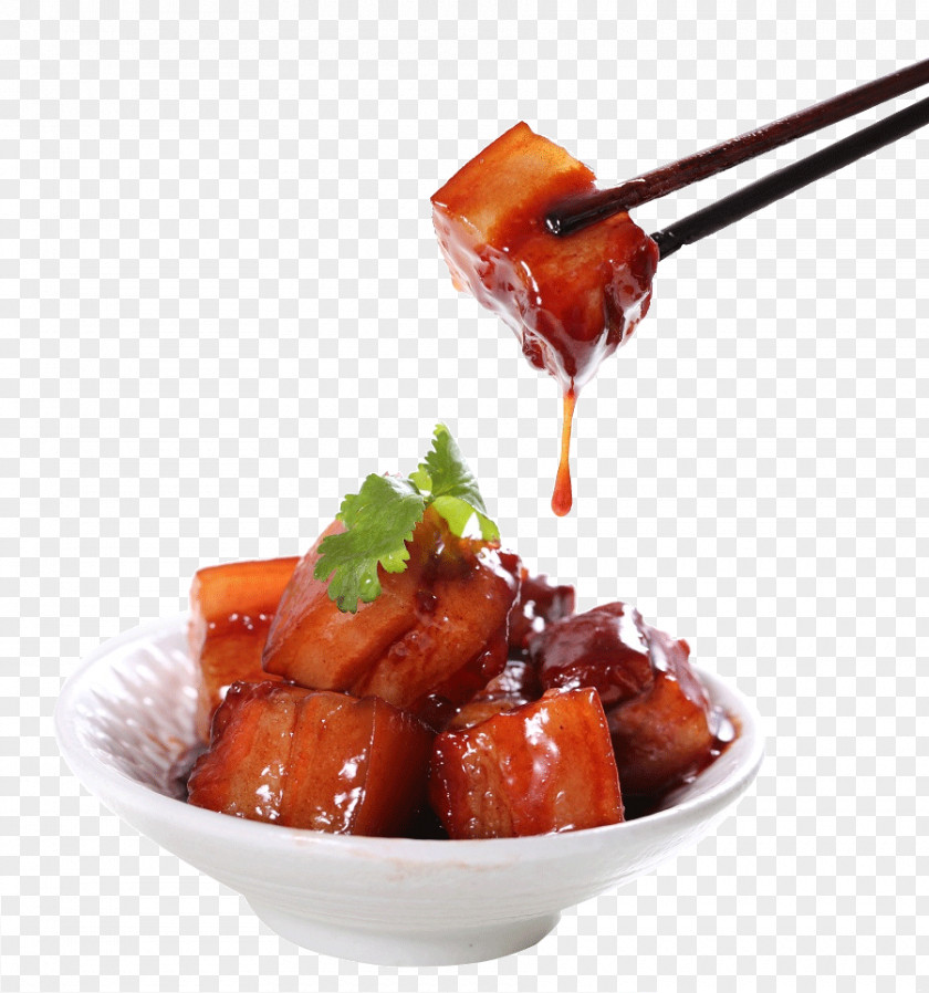 Oily Red Braised Pork Belly Chinese Cuisine Rou Jia Mo Meigan Cai Soy Sauce PNG