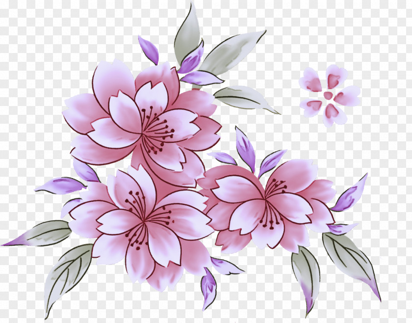 Watercolor Paint Flowering Plant Lilac Petal Pink Flower PNG