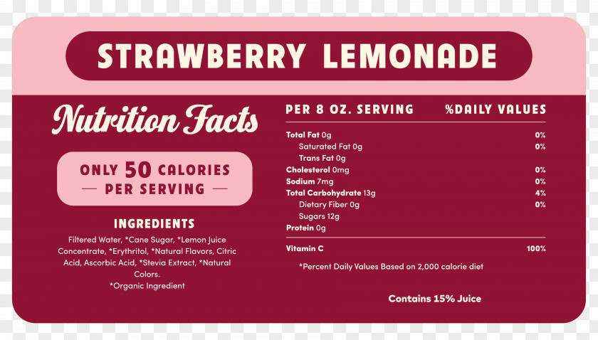 Lemonade Nutrition Facts Label Juice Nutrient Food PNG