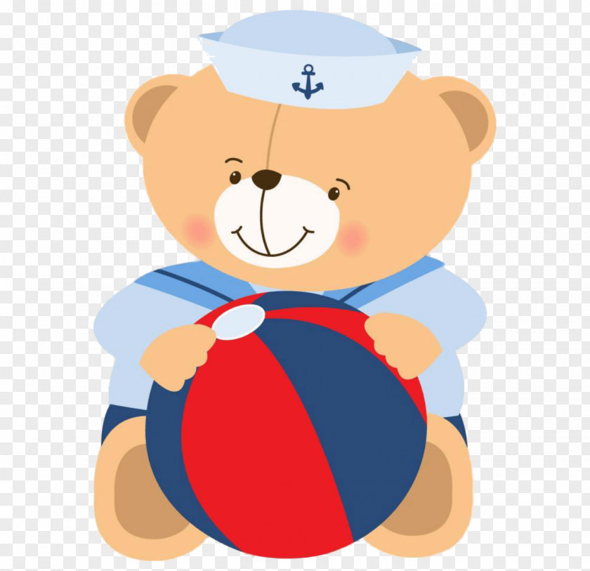Sailor Bear Teddy PNG bear , baby holding ball illustration clipart PNG