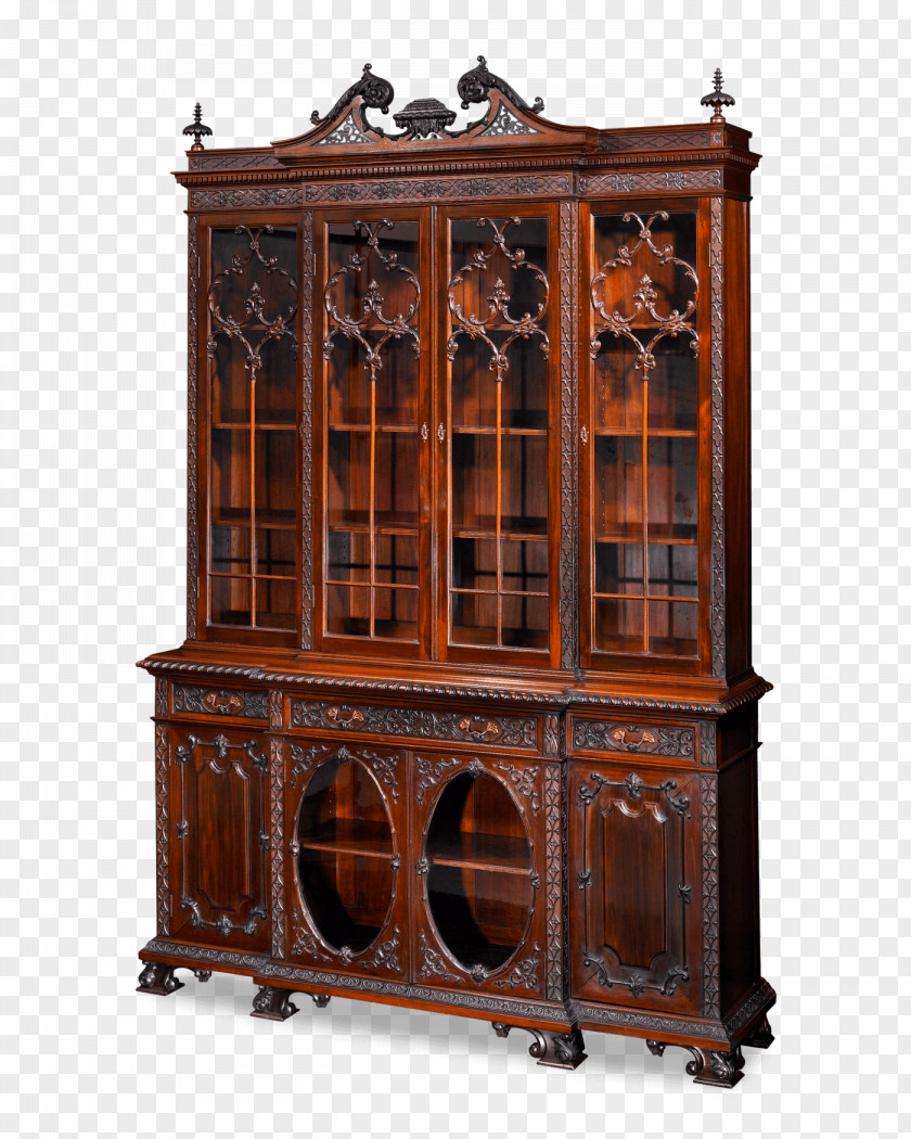 Antique Furniture Bookcase Chiffonier Mahogany PNG