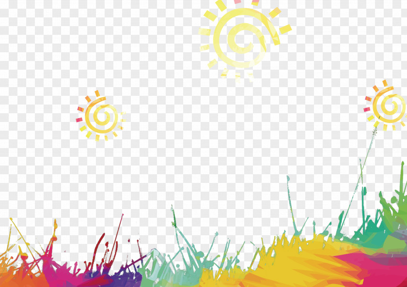 Watercolor Grass And Sun Landscape Watercolor: Flowers Painting PNG