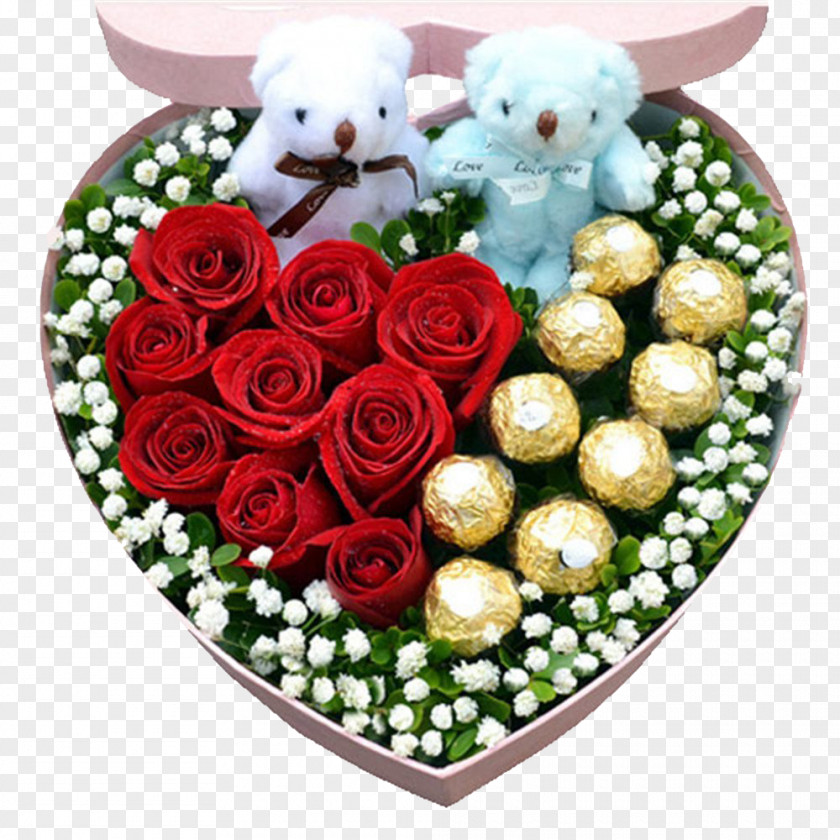 Rose Chocolate Bear Flower Delivery Bouquet PNG