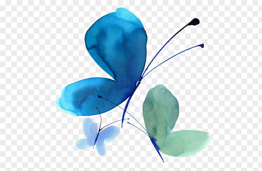 Butterfly Watercolour Flowers Watercolor Painting Ink Wash PNG