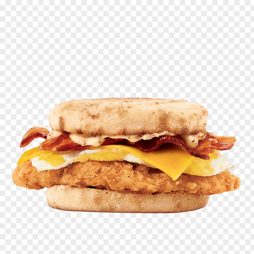 Crispy Chicken Bacon, Egg And Cheese Sandwich English Muffin PNG