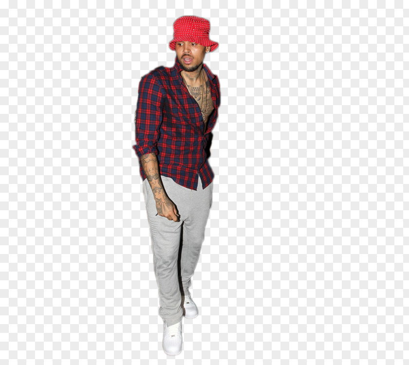 Chris Brown Tartan Maroon Hat PNG