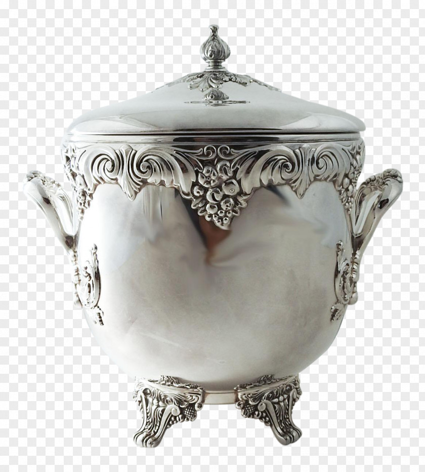Silver Tureen Ceramic Lid PNG