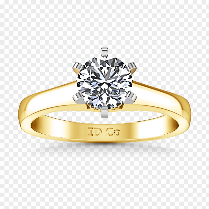 Solitaire Ring Engagement Diamond Cut Colored Gold PNG